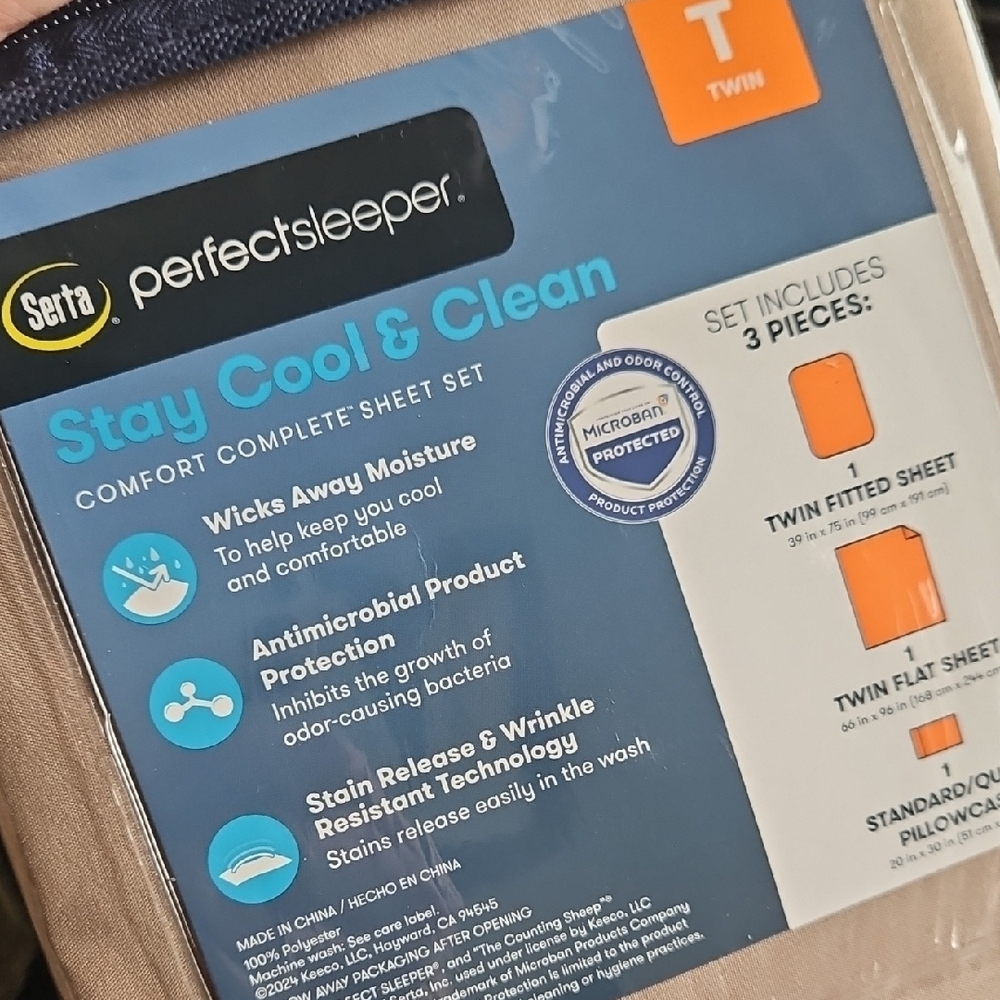 NEW! SERTA Perfect Sleeper Twin Sheet Set. - Picture 2 of 3